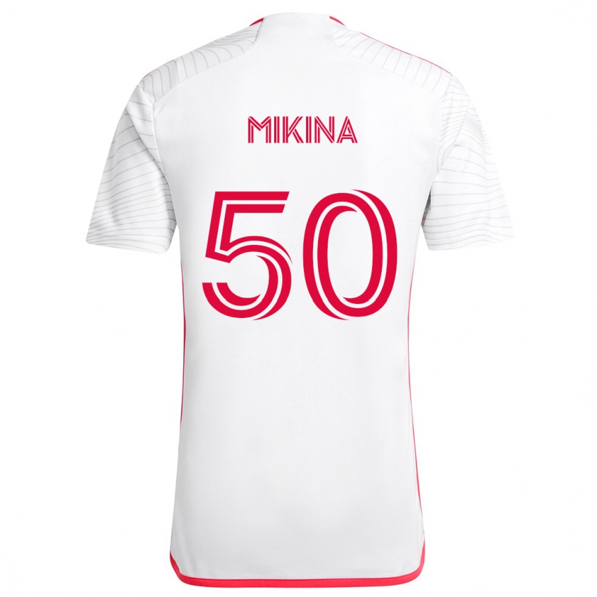 Kids Football Gabriel Mikina #50 White Red Away Jersey 2024/25 T-Shirt Canada