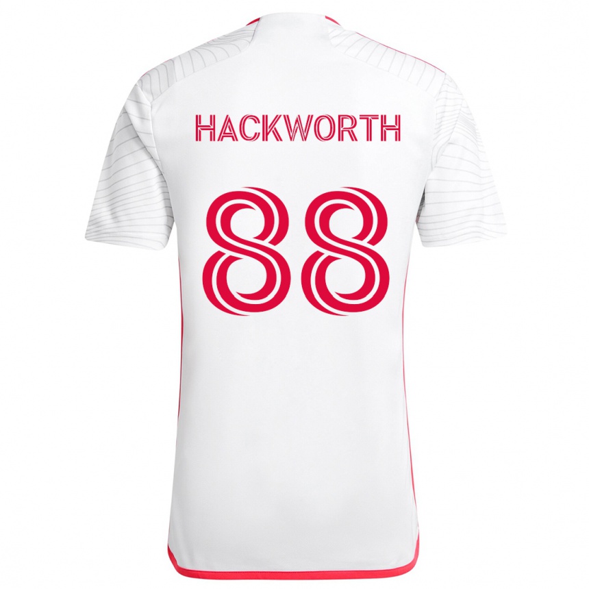 Kids Football Larsen Hackworth #88 White Red Away Jersey 2024/25 T-Shirt Canada