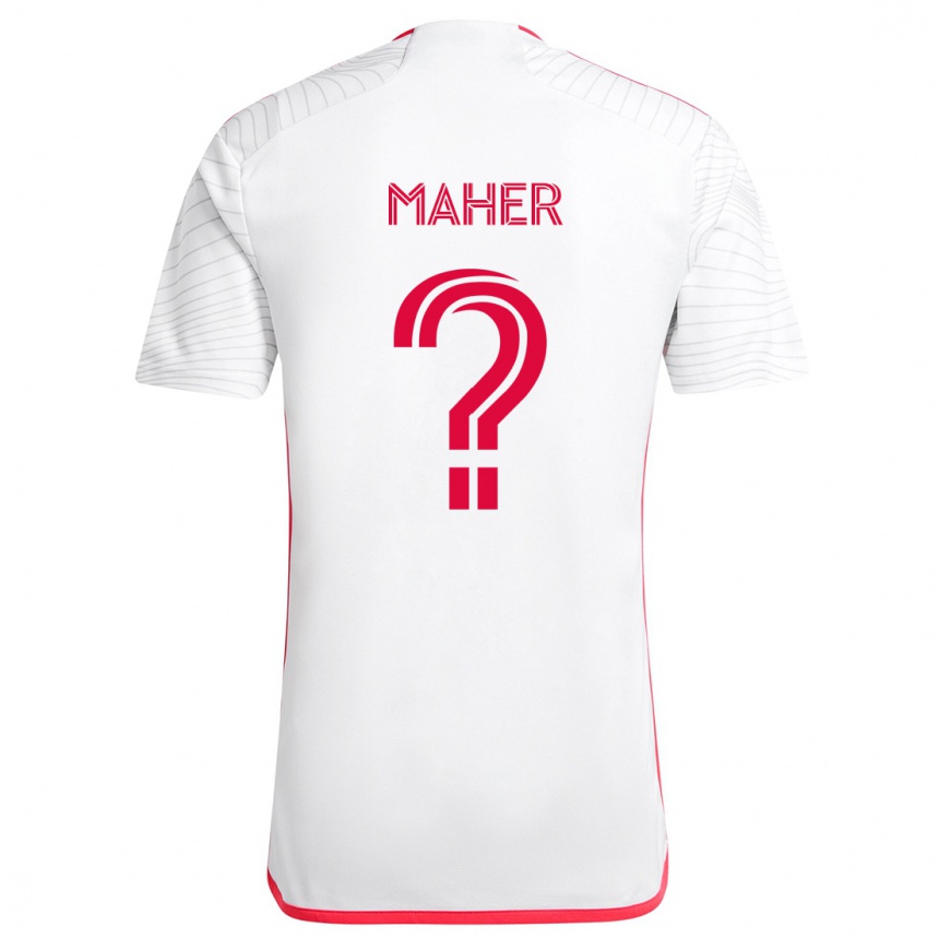 Kids Football Josh Maher #0 White Red Away Jersey 2024/25 T-Shirt Canada