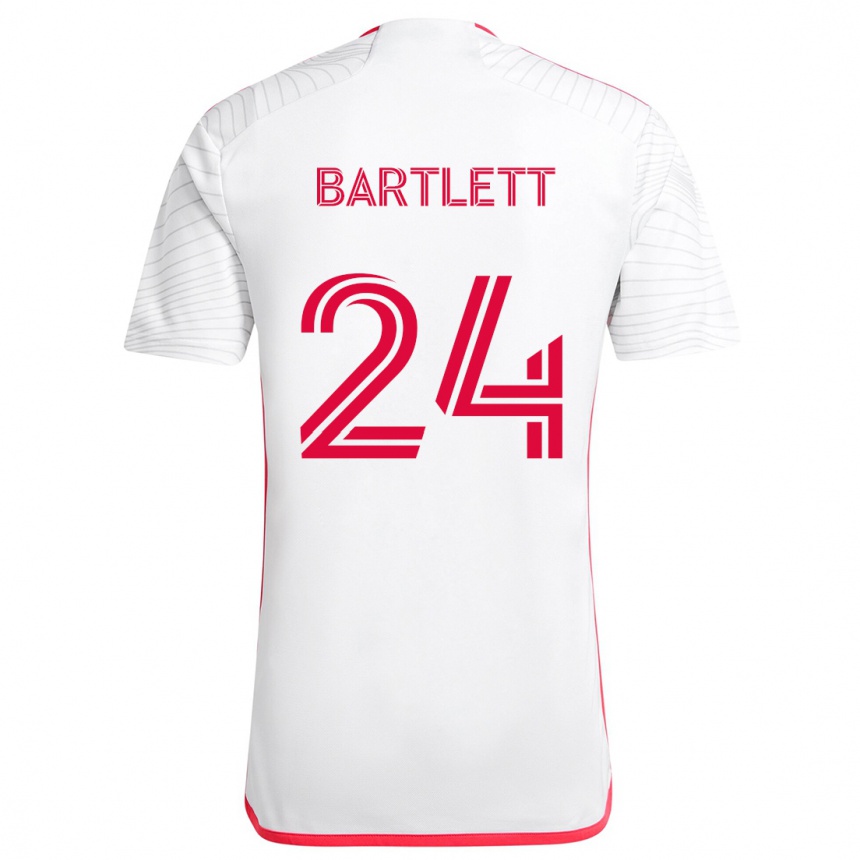 Kids Football Lucas Bartlett #24 White Red Away Jersey 2024/25 T-Shirt Canada