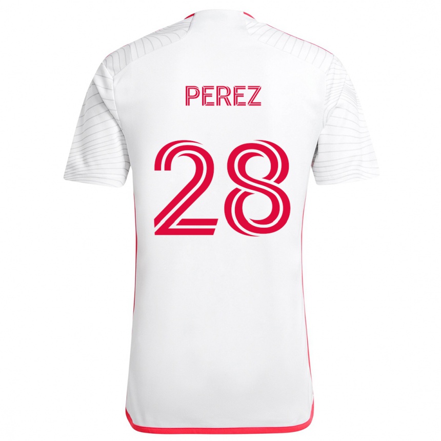 Enfant Football Maillot Miguel Perez #28 Blanc Rouge Tenues Extérieur 2024/25 Canada