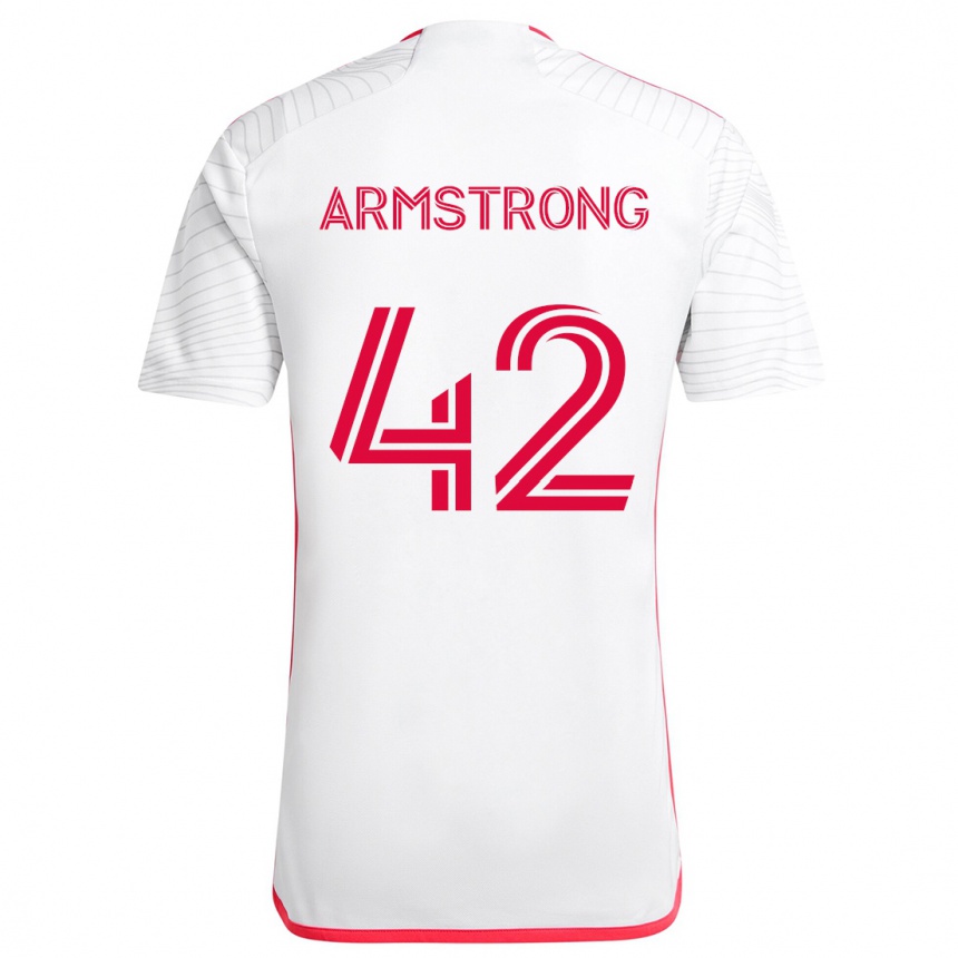 Enfant Football Maillot Ezra Armstrong #42 Blanc Rouge Tenues Extérieur 2024/25 Canada