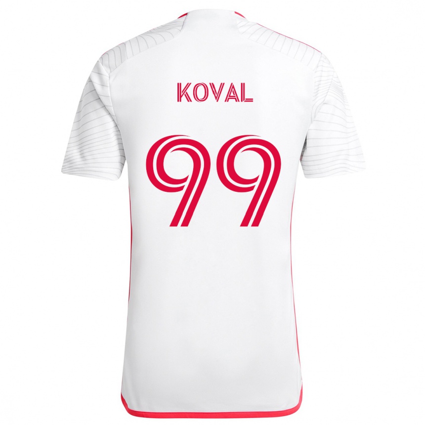 Kids Football Stanislav Koval #99 White Red Away Jersey 2024/25 T-Shirt Canada