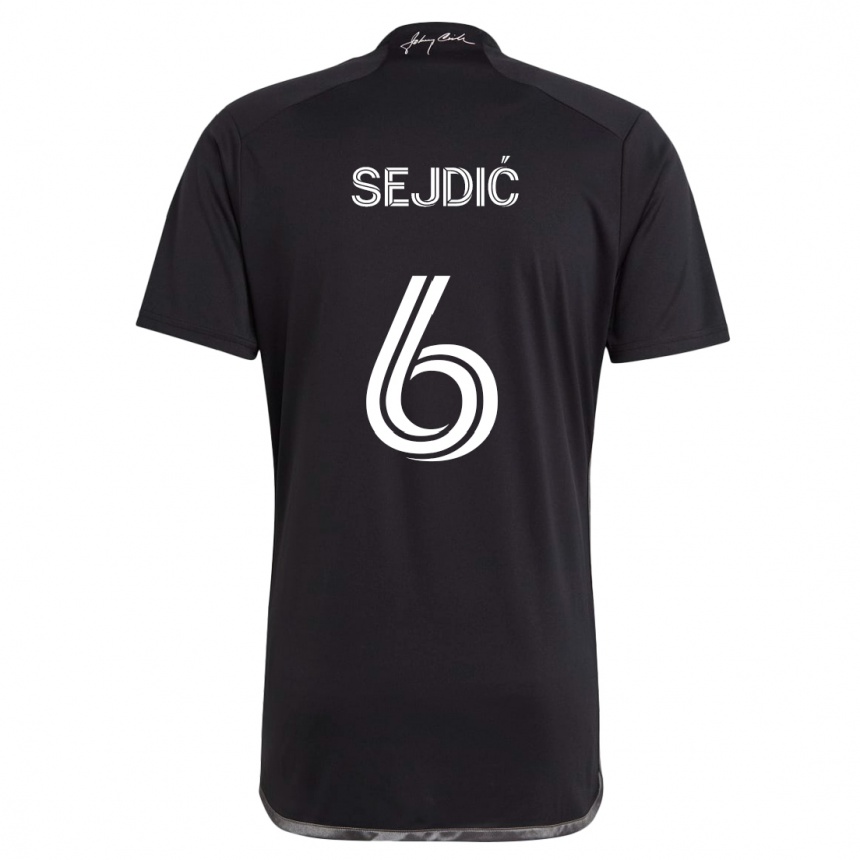 Kids Football Amar Sejdić #6 Black Away Jersey 2024/25 T-Shirt Canada