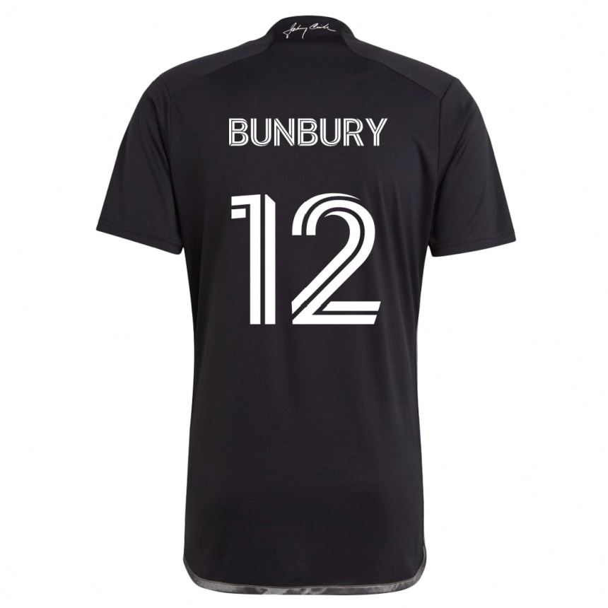 Kids Football Teal Bunbury #12 Black Away Jersey 2024/25 T-Shirt Canada