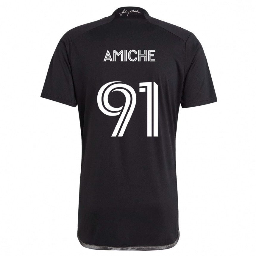 Kids Football Kemy Amiche #91 Black Away Jersey 2024/25 T-Shirt Canada