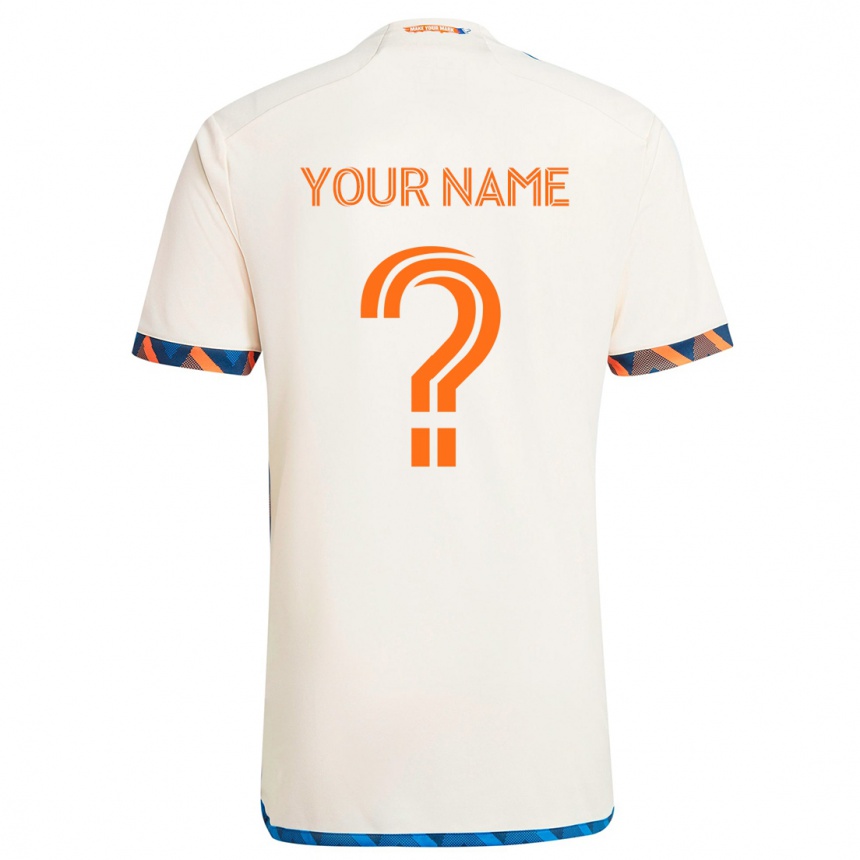 Enfant Football Maillot Votre Nom #0 Blanc Orange Tenues Extérieur 2024/25 Canada