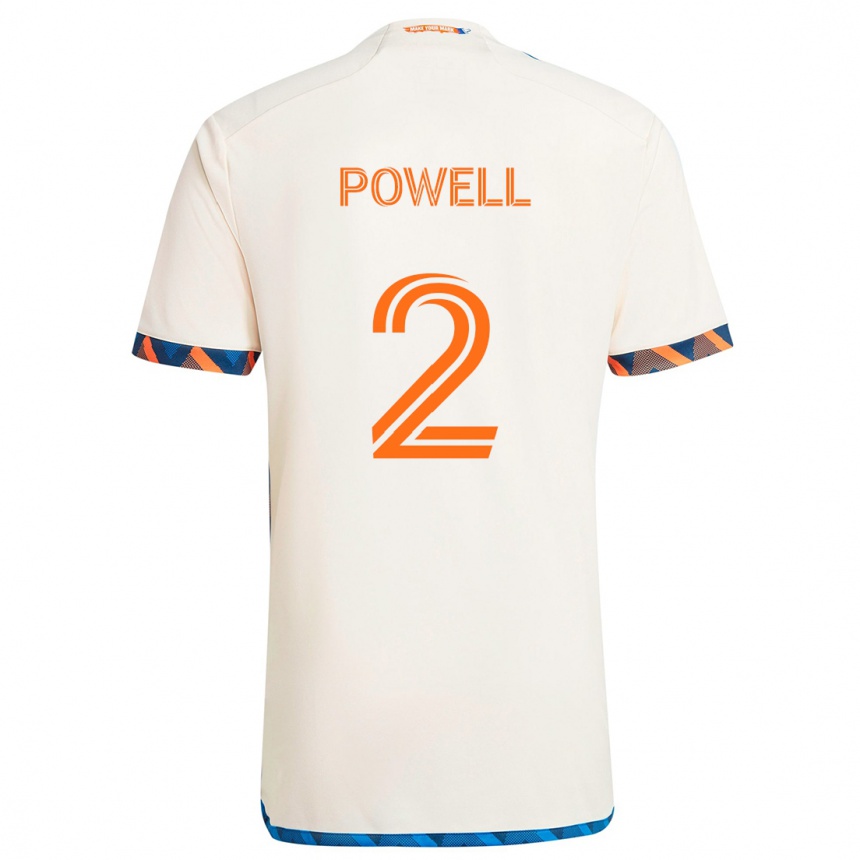 Kids Football Alvas Powell #2 White Orange Away Jersey 2024/25 T-Shirt Canada