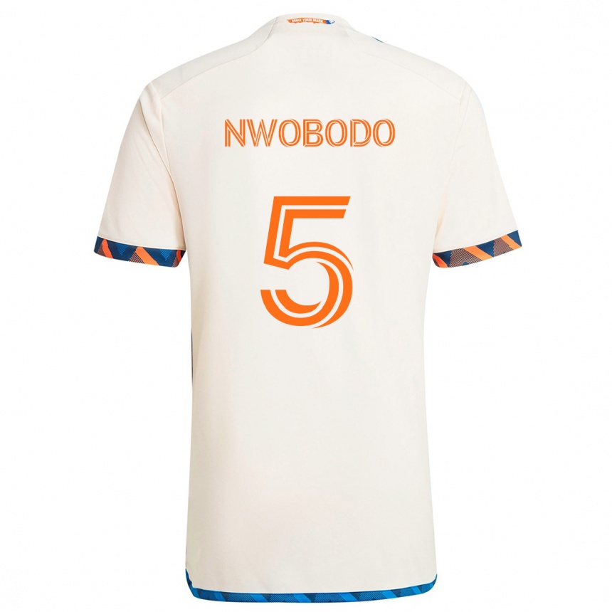 Enfant Football Maillot Obinna Nwobodo #5 Blanc Orange Tenues Extérieur 2024/25 Canada