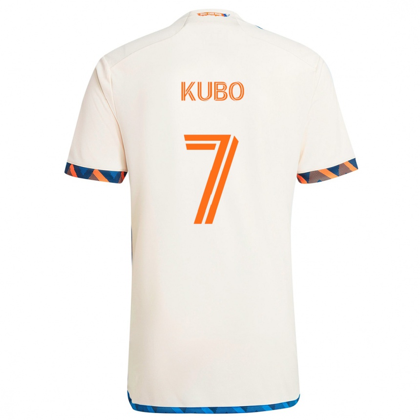 Kids Football Yuya Kubo #7 White Orange Away Jersey 2024/25 T-Shirt Canada