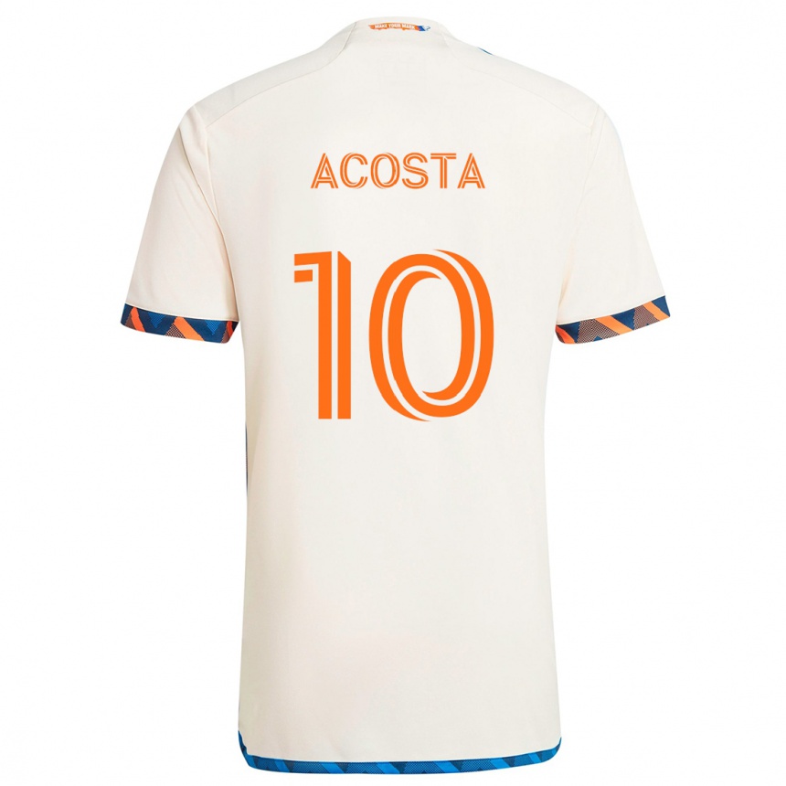 Kids Football Luciano Acosta #10 White Orange Away Jersey 2024/25 T-Shirt Canada