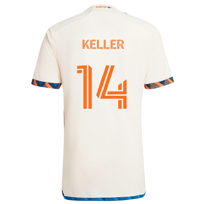 Kids Football Kipp Keller #14 White Orange Away Jersey 2024/25 T-Shirt Canada