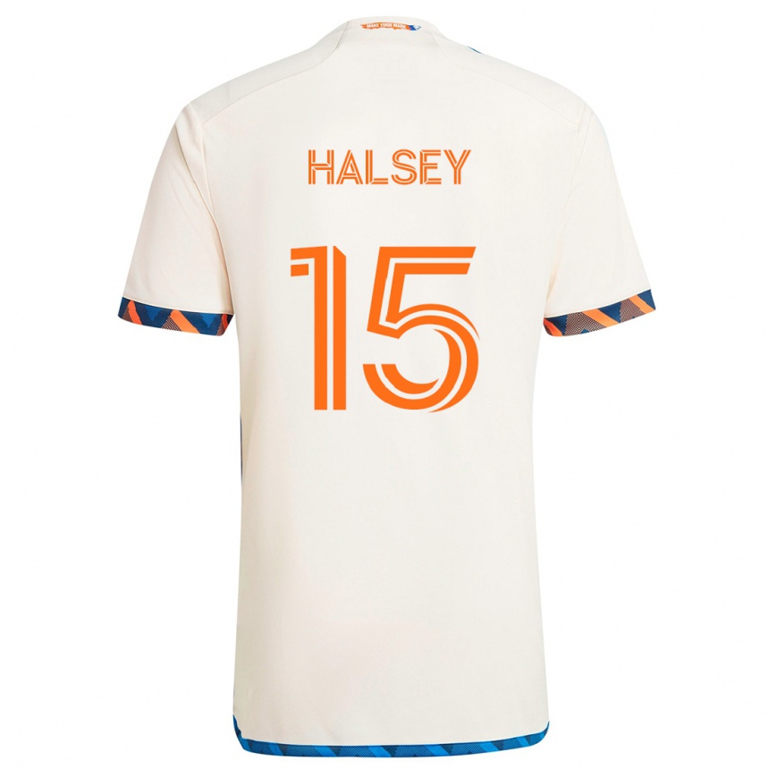 Enfant Football Maillot Bret Halsey #15 Blanc Orange Tenues Extérieur 2024/25 Canada