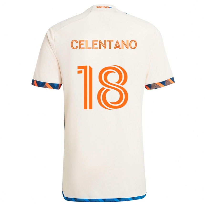 Enfant Football Maillot Roman Celentano #18 Blanc Orange Tenues Extérieur 2024/25 Canada