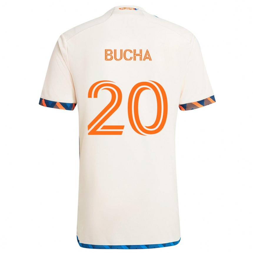 Kids Football Pavel Bucha #20 White Orange Away Jersey 2024/25 T-Shirt Canada