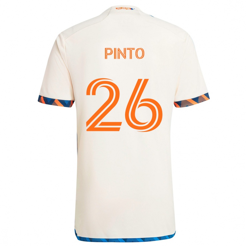 Kids Football Malik Pinto #26 White Orange Away Jersey 2024/25 T-Shirt Canada