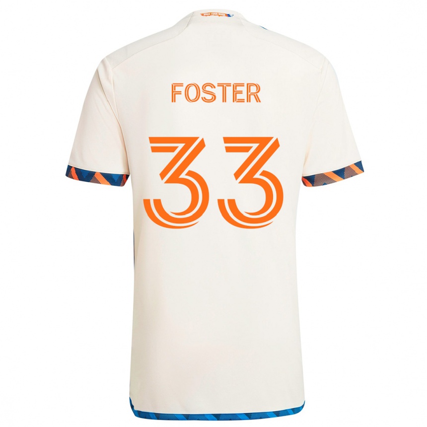 Enfant Football Maillot Isaiah Foster #33 Blanc Orange Tenues Extérieur 2024/25 Canada