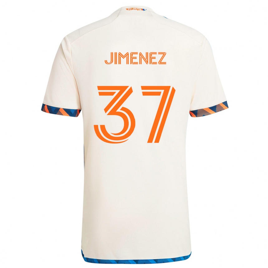 Kids Football Stiven Jimenez #37 White Orange Away Jersey 2024/25 T-Shirt Canada