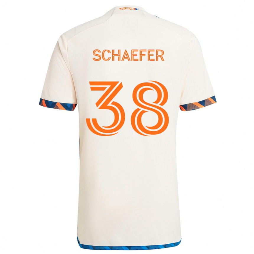 Kids Football Brian Schaefer #38 White Orange Away Jersey 2024/25 T-Shirt Canada