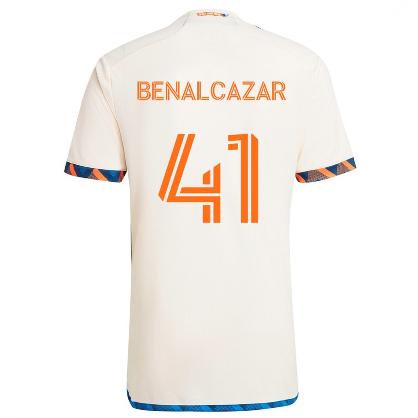 Kids Football Nico Benalcázar #41 White Orange Away Jersey 2024/25 T-Shirt Canada