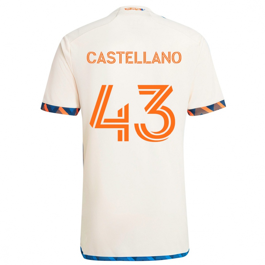 Kids Football Jesús Castellano #43 White Orange Away Jersey 2024/25 T-Shirt Canada