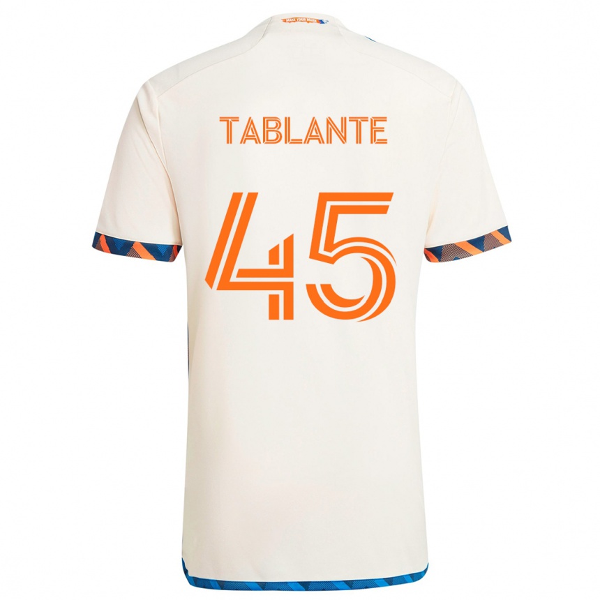 Kids Football Moises Tablante #45 White Orange Away Jersey 2024/25 T-Shirt Canada