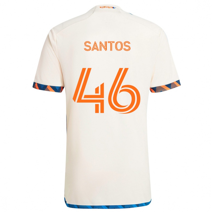 Kids Football Guilherme Santos #46 White Orange Away Jersey 2024/25 T-Shirt Canada