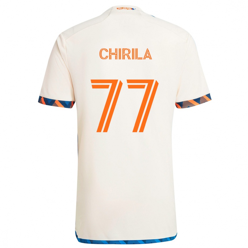 Kids Football Stefan Chirila #77 White Orange Away Jersey 2024/25 T-Shirt Canada