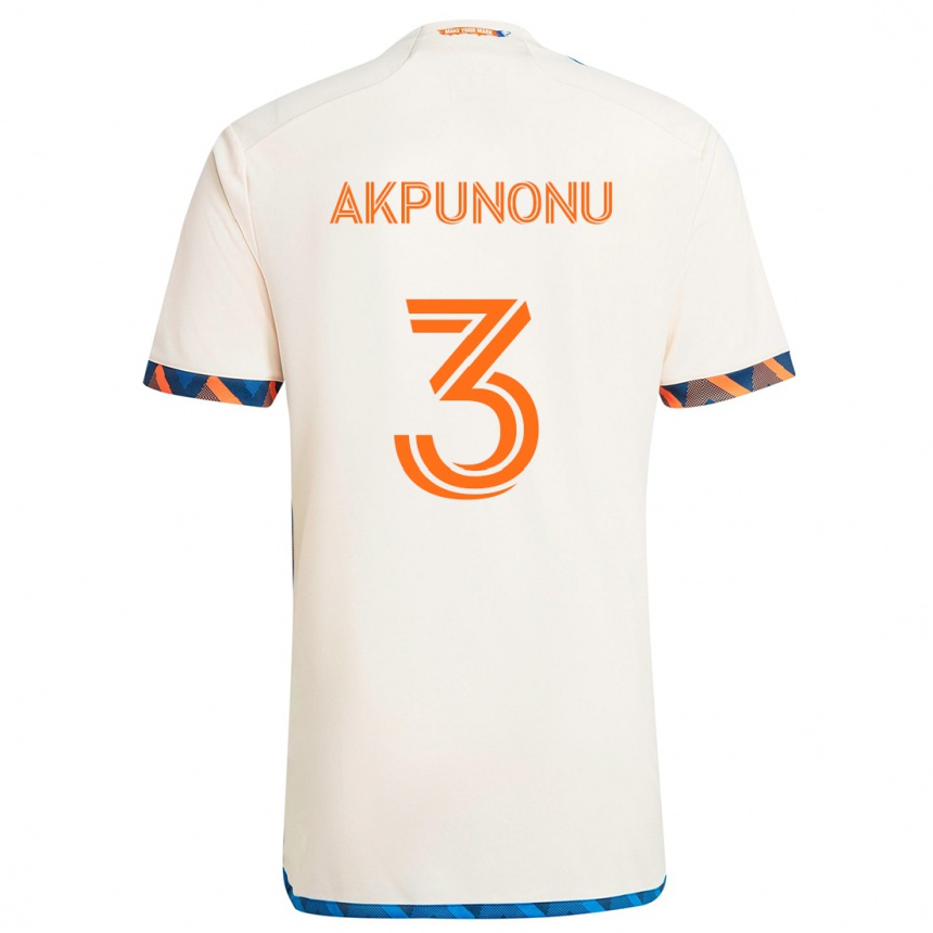 Kids Football Joey Akpunonu #3 White Orange Away Jersey 2024/25 T-Shirt Canada