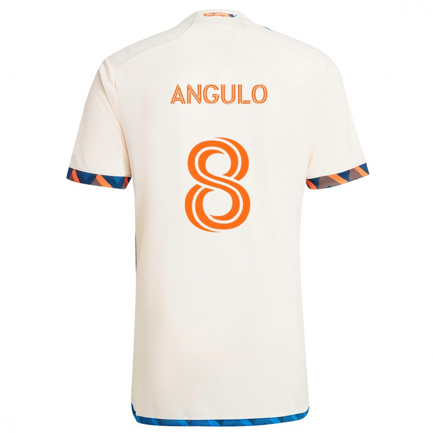 Enfant Football Maillot Marco Angulo #8 Blanc Orange Tenues Extérieur 2024/25 Canada