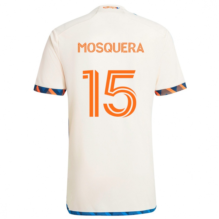 Enfant Football Maillot Yerson Mosquera #15 Blanc Orange Tenues Extérieur 2024/25 Canada