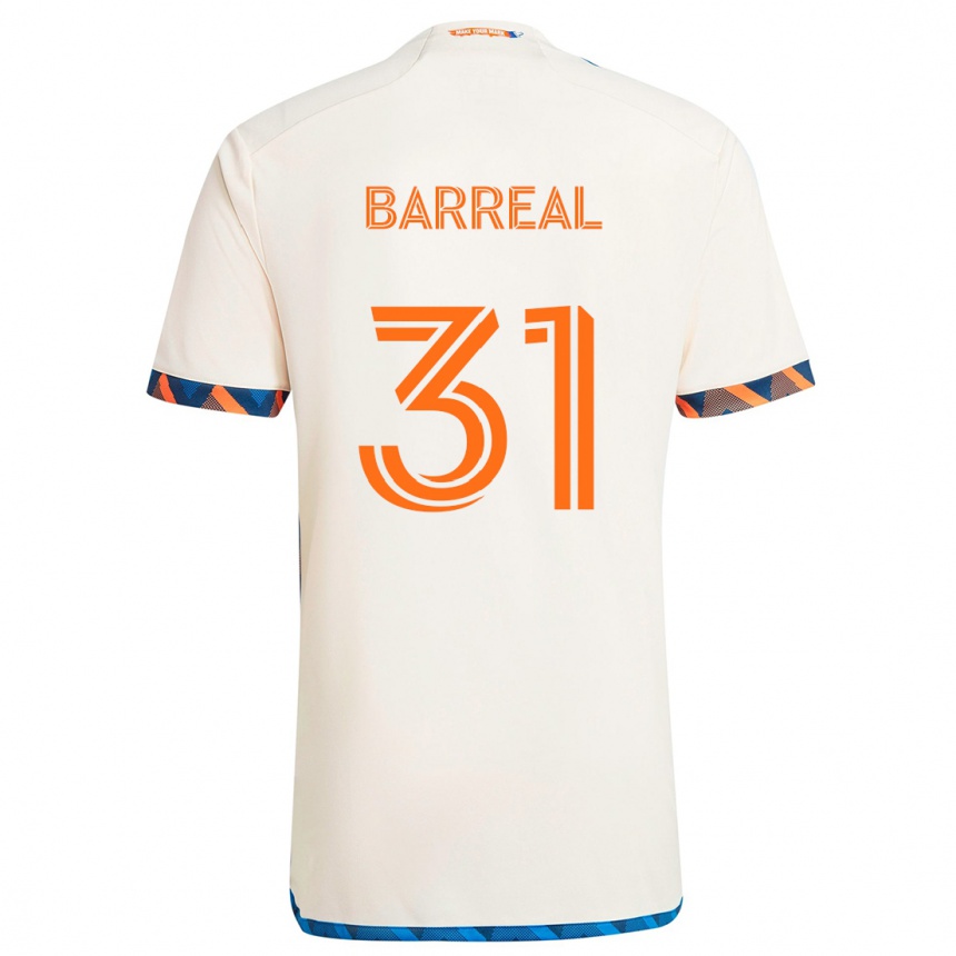 Kids Football Álvaro Barreal #31 White Orange Away Jersey 2024/25 T-Shirt Canada