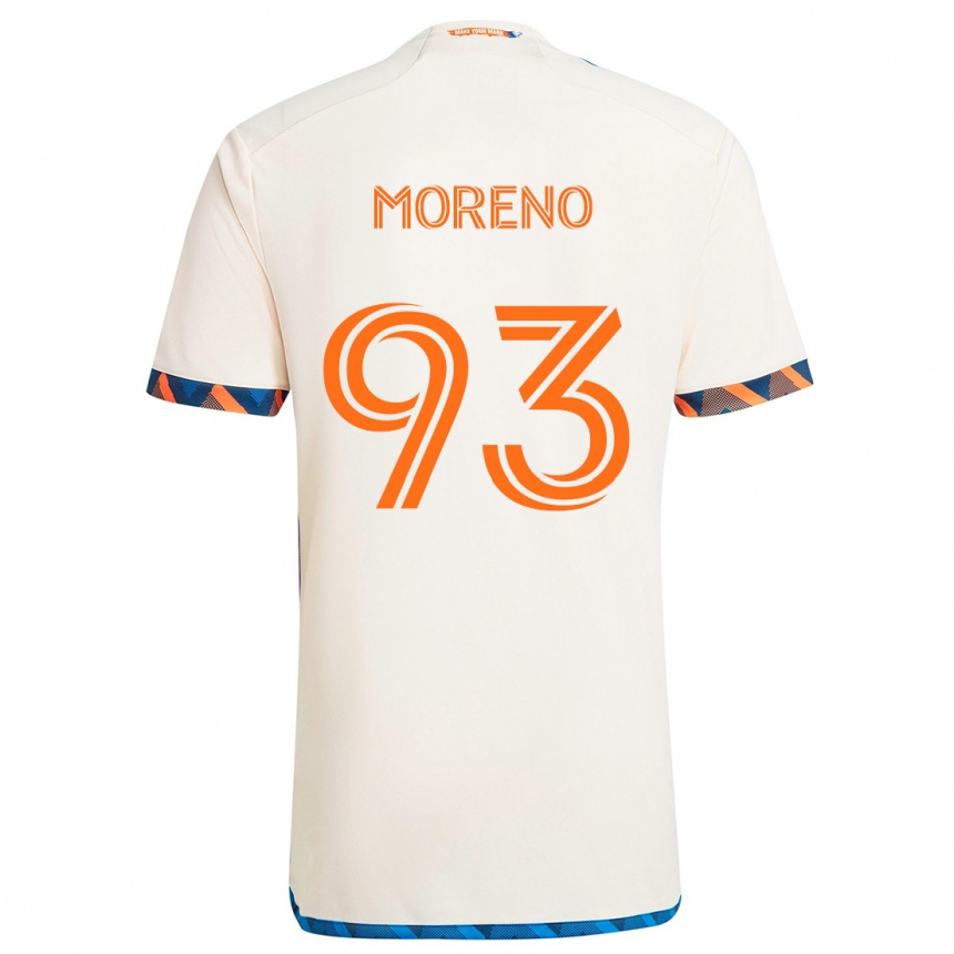 Kids Football Júnior Moreno #93 White Orange Away Jersey 2024/25 T-Shirt Canada