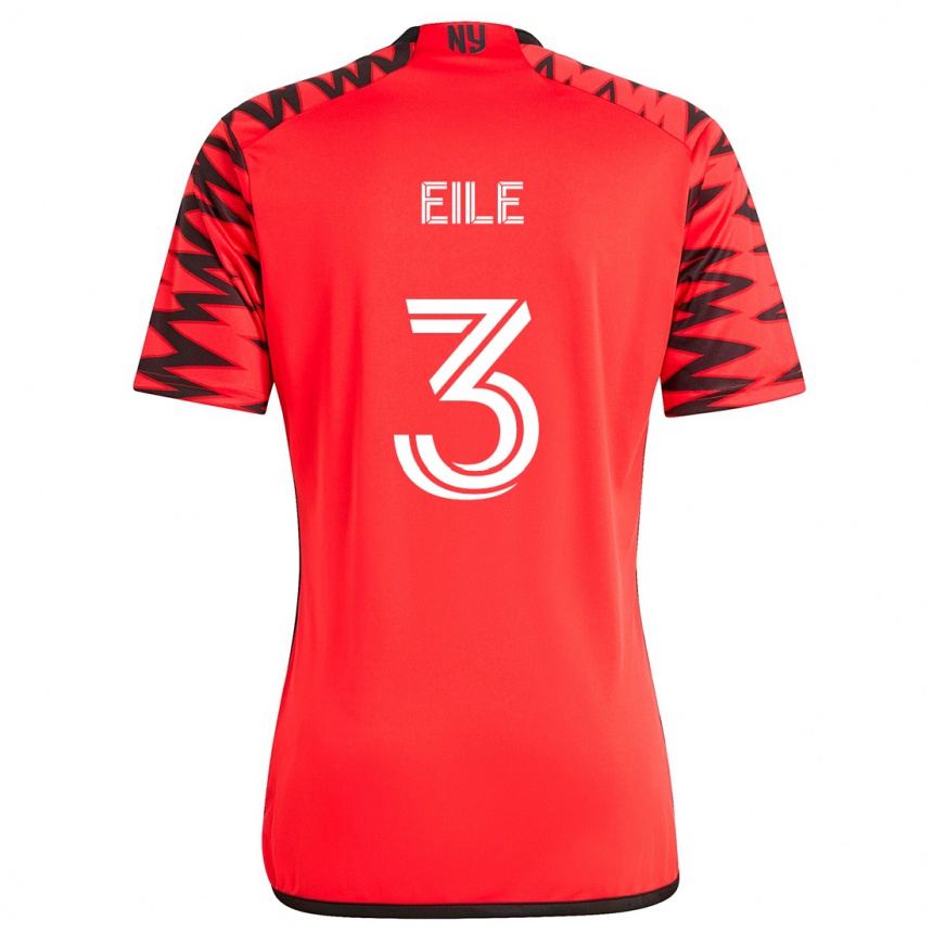 Kids Football Noah Eile #3 Red Black White Away Jersey 2024/25 T-Shirt Canada