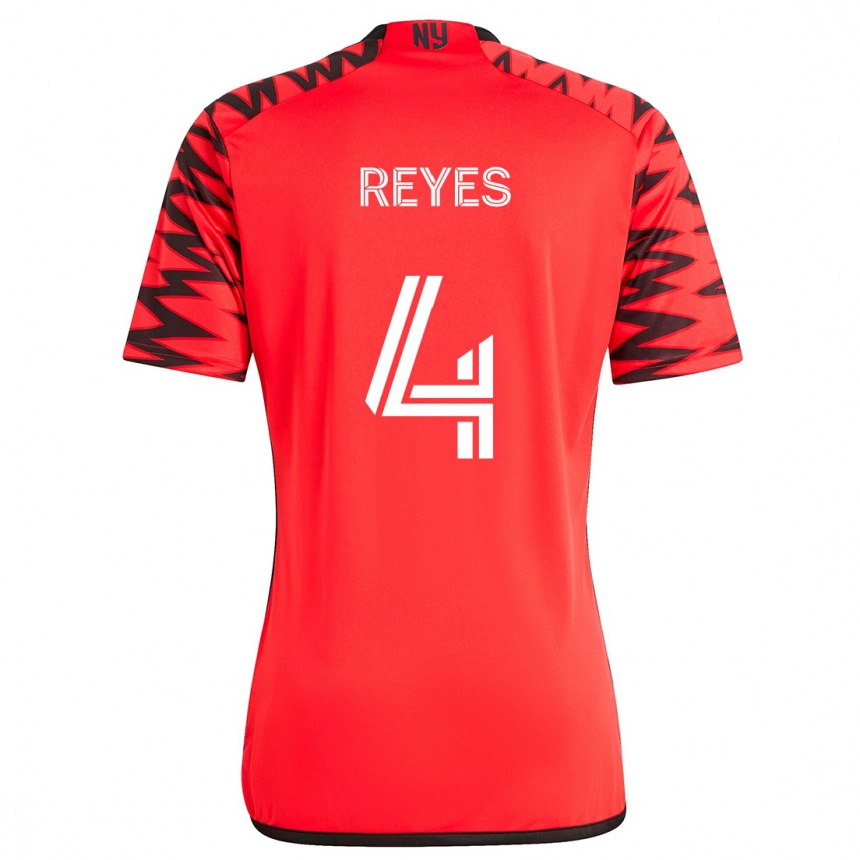 Kids Football Andrés Reyes #4 Red Black White Away Jersey 2024/25 T-Shirt Canada