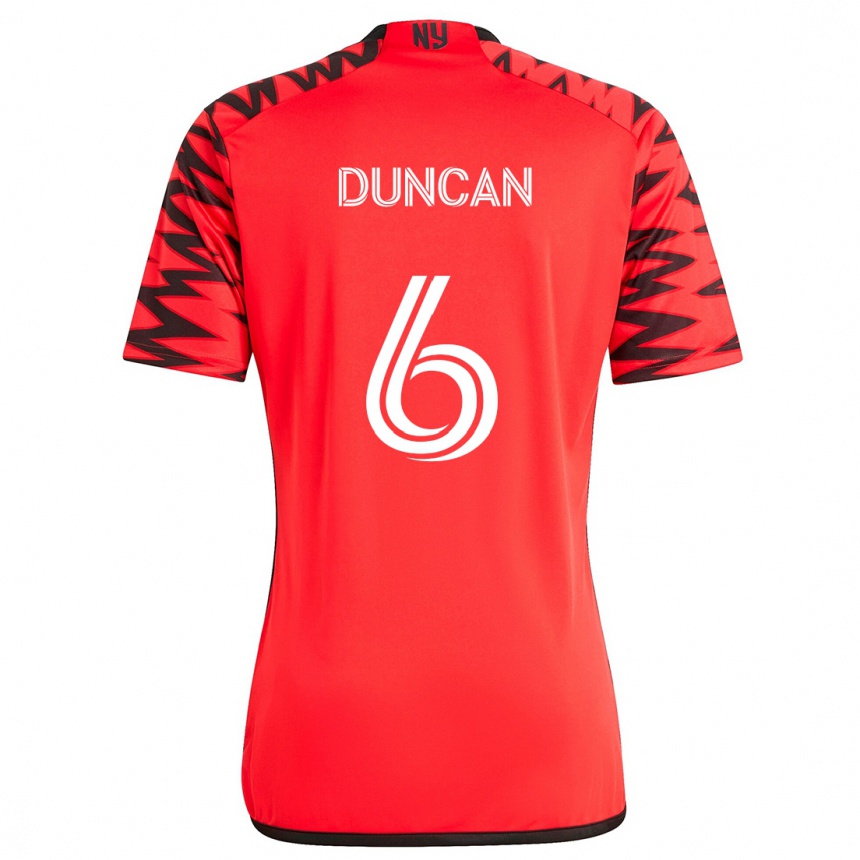 Kids Football Kyle Duncan #6 Red Black White Away Jersey 2024/25 T-Shirt Canada