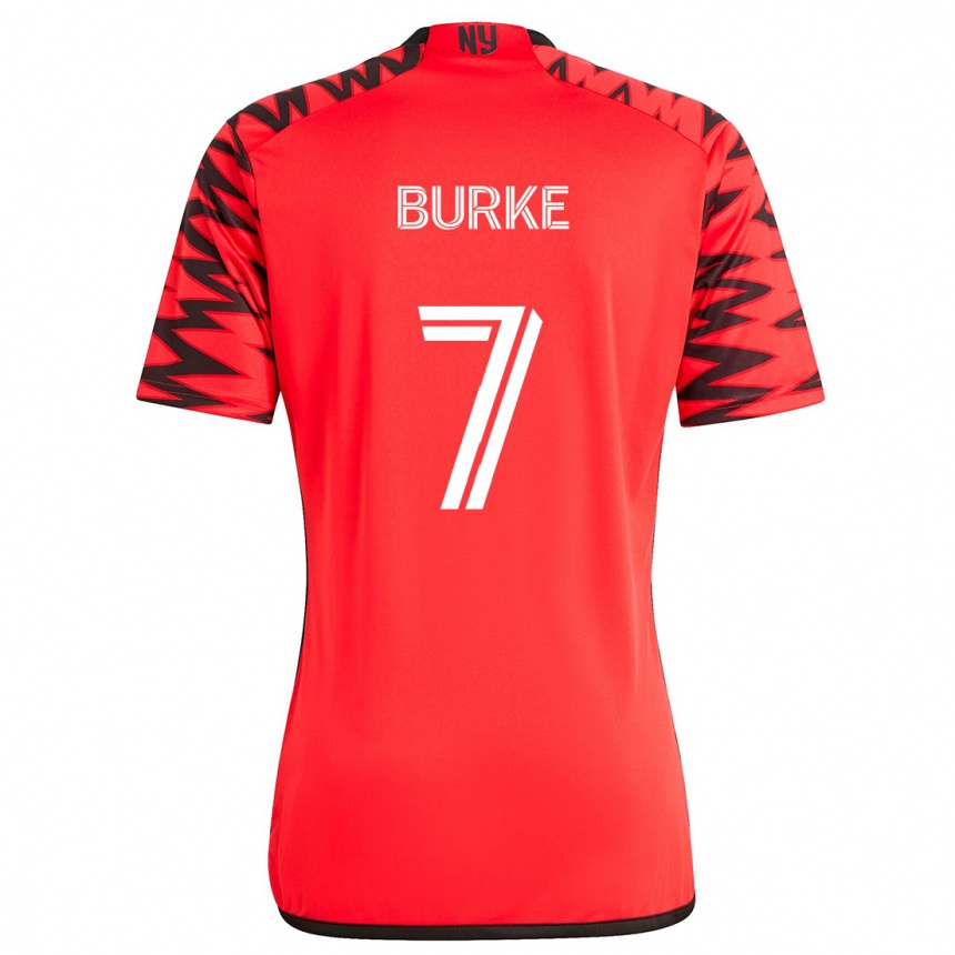 Kids Football Cory Burke #7 Red Black White Away Jersey 2024/25 T-Shirt Canada