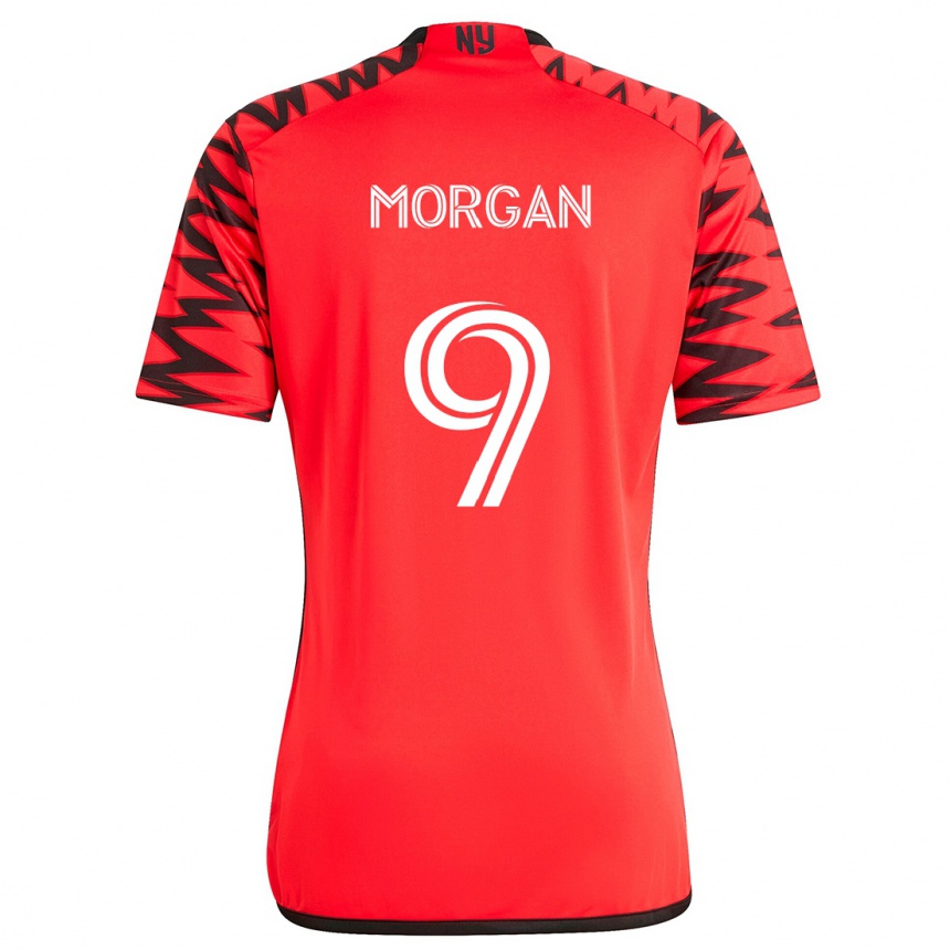 Kids Football Lewis Morgan #9 Red Black White Away Jersey 2024/25 T-Shirt Canada