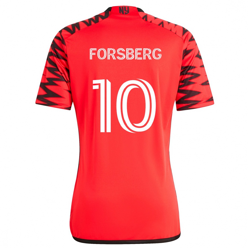 Kids Football Emil Forsberg #10 Red Black White Away Jersey 2024/25 T-Shirt Canada