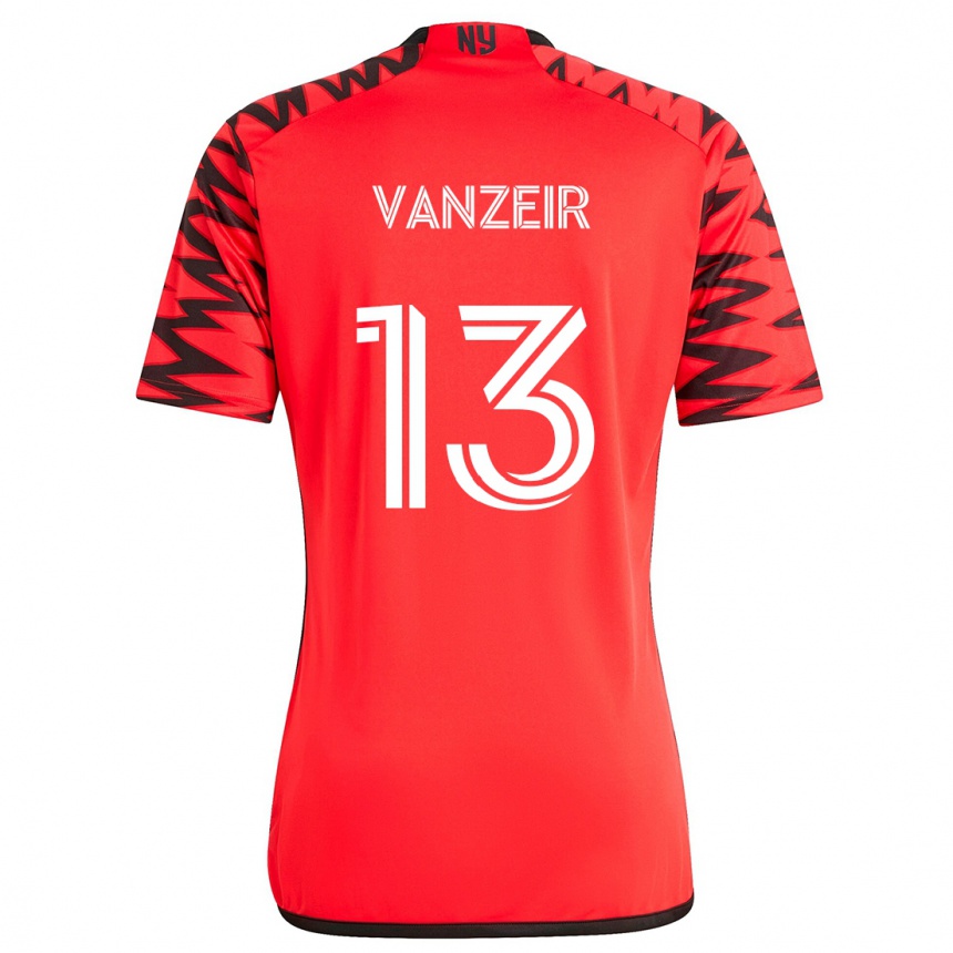 Kids Football Dante Vanzeir #13 Red Black White Away Jersey 2024/25 T-Shirt Canada