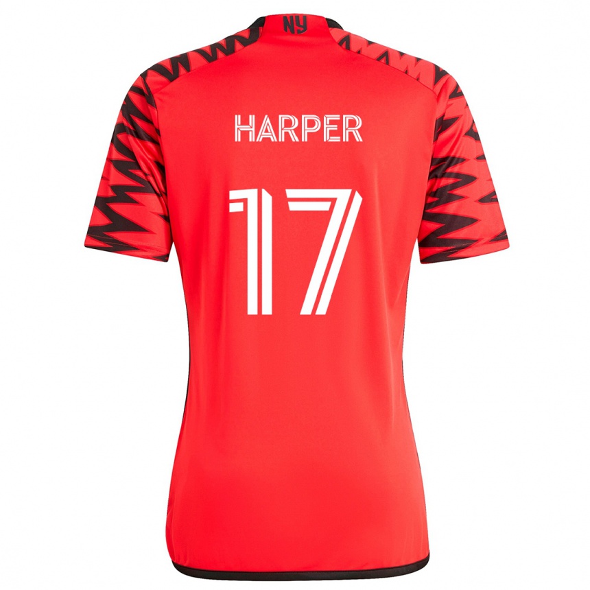 Kids Football Cameron Harper #17 Red Black White Away Jersey 2024/25 T-Shirt Canada