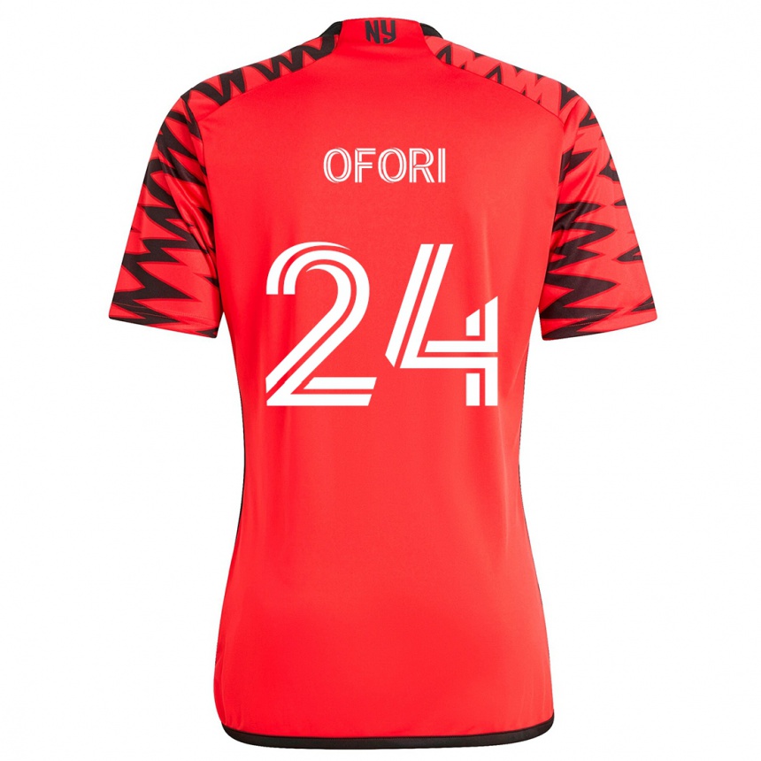 Kids Football Curtis Ofori #24 Red Black White Away Jersey 2024/25 T-Shirt Canada