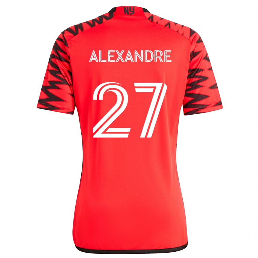 Kids Football Davi Alexandre #27 Red Black White Away Jersey 2024/25 T-Shirt Canada