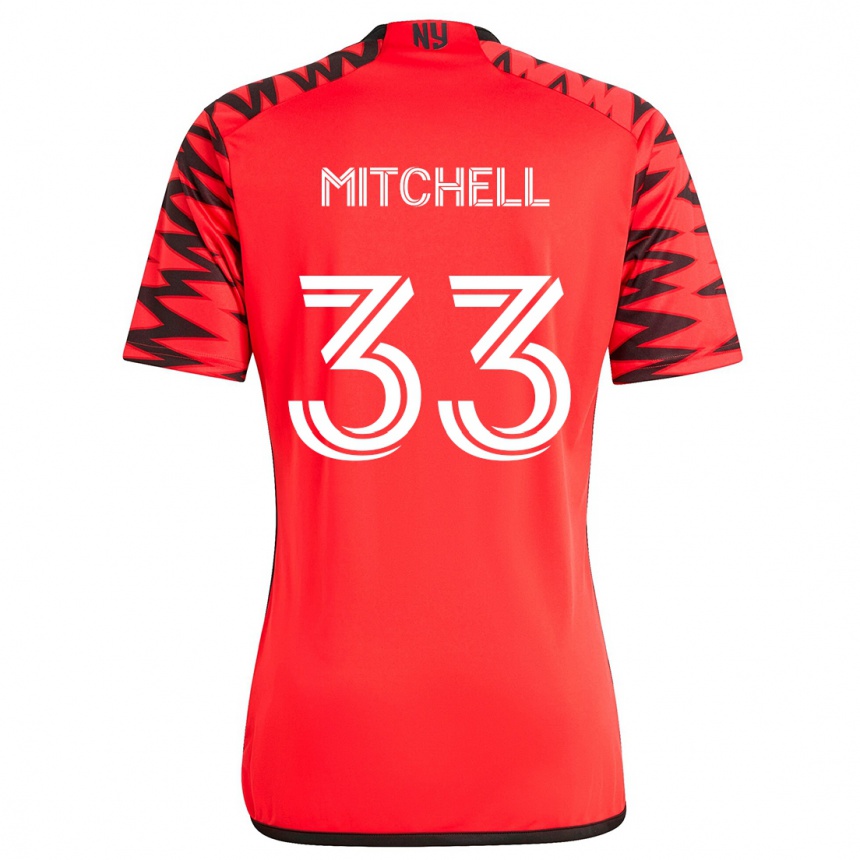 Kids Football Roald Mitchell #33 Red Black White Away Jersey 2024/25 T-Shirt Canada