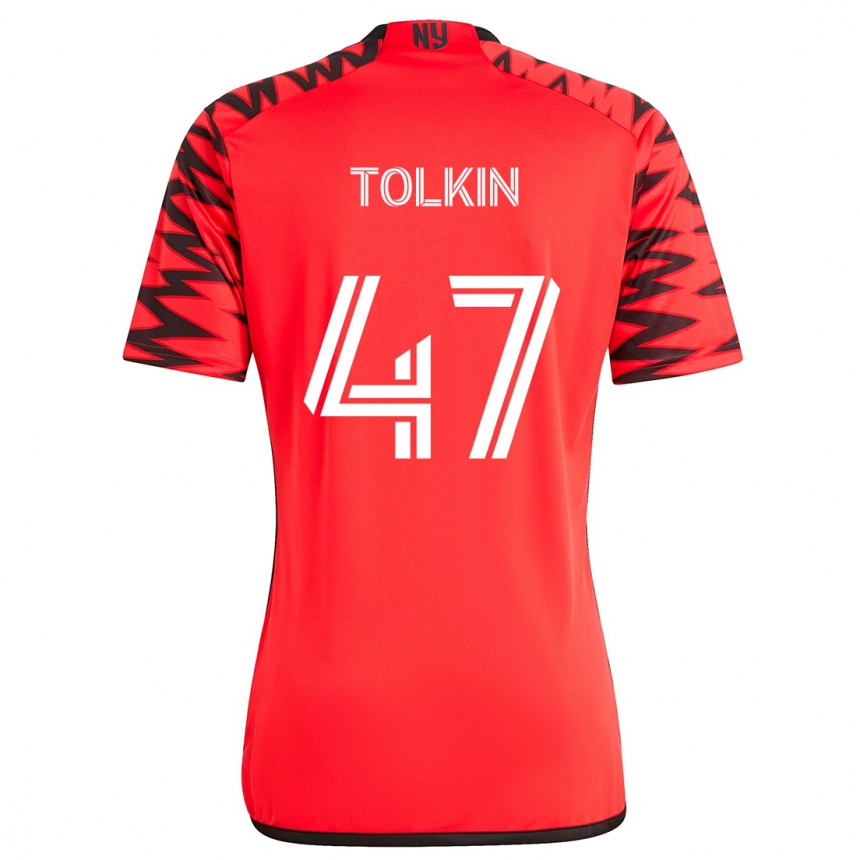 Kids Football John Tolkin #47 Red Black White Away Jersey 2024/25 T-Shirt Canada