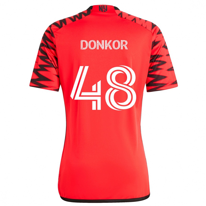 Kids Football Ronald Donkor #48 Red Black White Away Jersey 2024/25 T-Shirt Canada