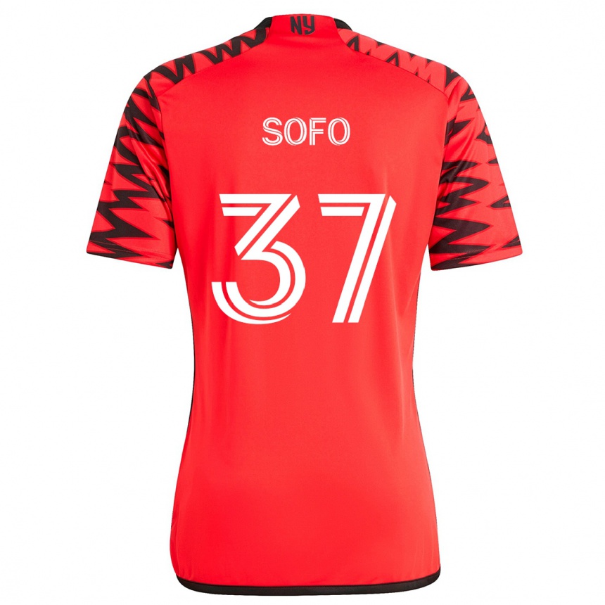 Kids Football Mohammed Sofo #37 Red Black White Away Jersey 2024/25 T-Shirt Canada