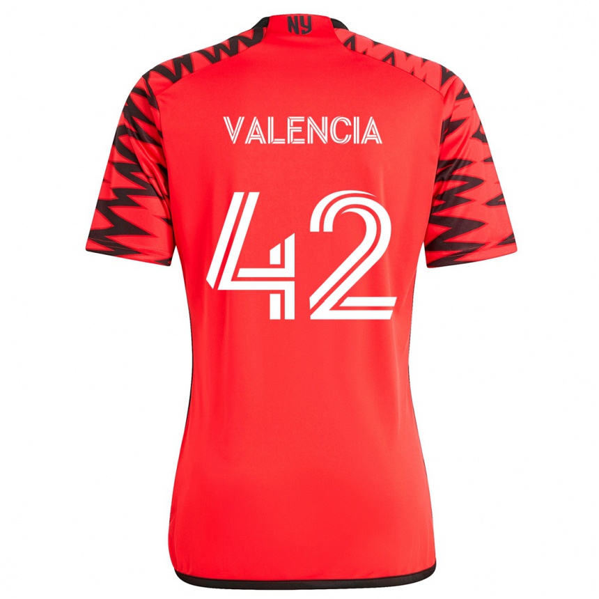 Kids Football Omar Valencia #42 Red Black White Away Jersey 2024/25 T-Shirt Canada