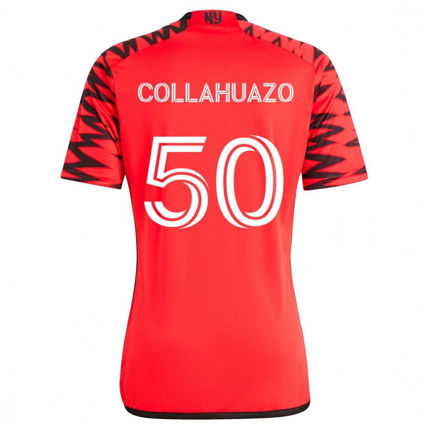 Kids Football Jair Collahuazo #50 Red Black White Away Jersey 2024/25 T-Shirt Canada