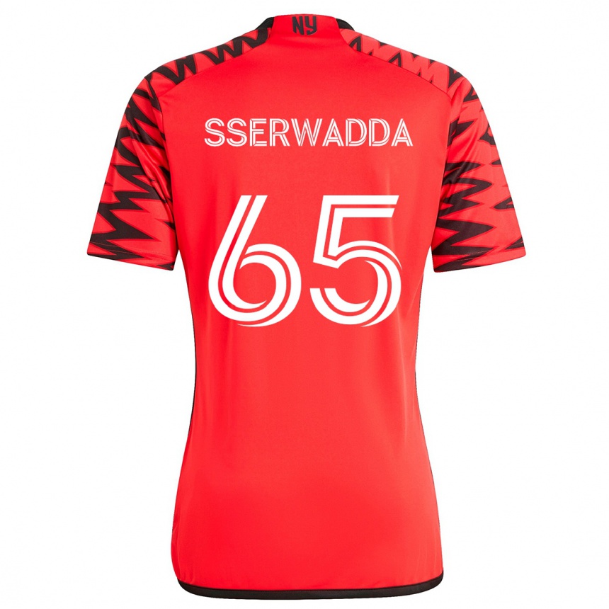 Kids Football Steven Sserwadda #65 Red Black White Away Jersey 2024/25 T-Shirt Canada